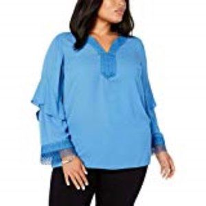 Alfani Womens Plus Applique Ruffled Blouse Sz 3X